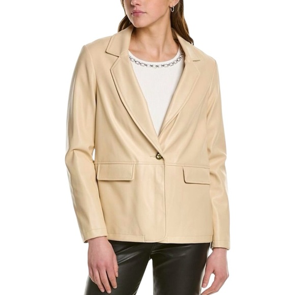 Nanette Lepore‎ Cream Faux Leather Jacket - Picture 3 of 9